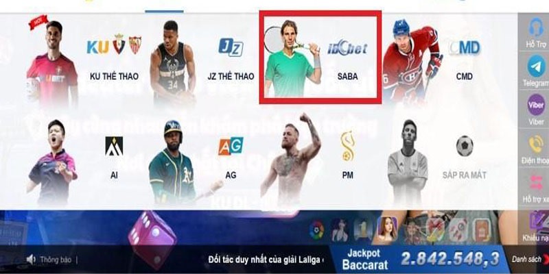 Chọn sảnh Saba Sports Kubet77 để lựa chọn những tựa game thể thao hot hit